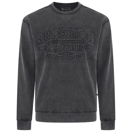 KAM Sweatshirt mit Rundhalsausschnitt und Prägung in Schwarz